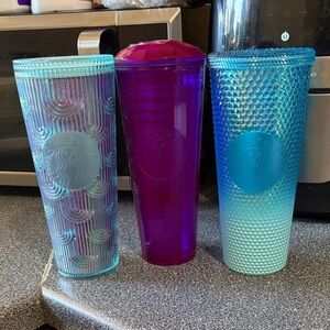 Starbucks Iridescent and Purple Tumbler Trio 24oz.